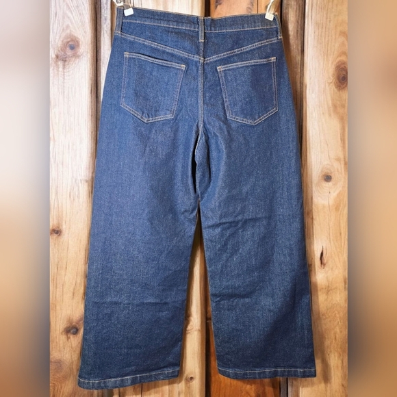 GAP Women's Fashion Forward Wide Leg Front Pocket Dark Rinse Jeans SIZE 14S - Picture 2 of 6